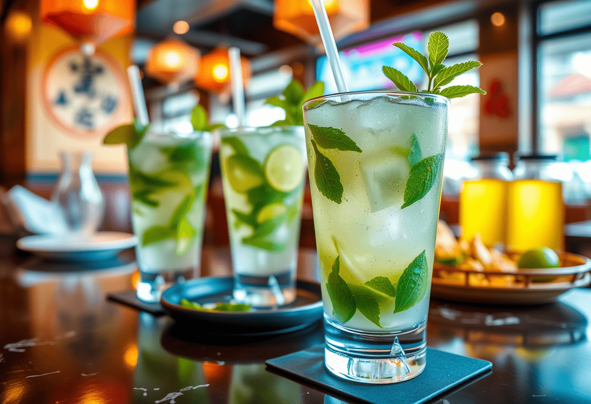 leckere Mojito Cocktails in einem chinesischen Restaurant